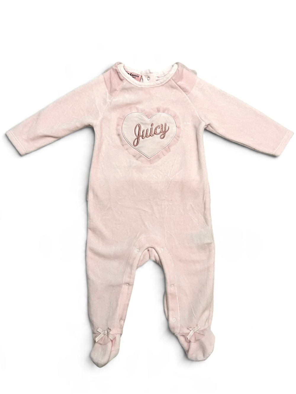 Juicy Couture Baby Pink Velour Footed Sleeper Romper 6-9M